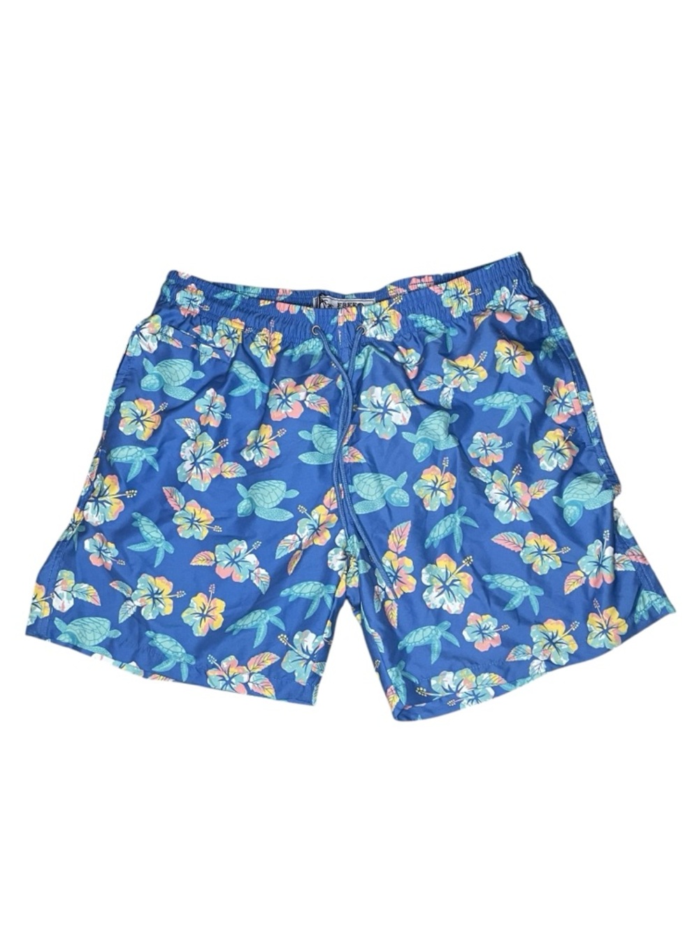 NWT Free Planet Periwinkle and Hawaiian Print Swim Trunks-Men’s Large